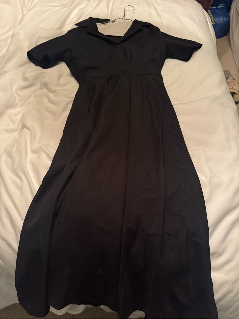 Classic Black Collared Maxi Dress
